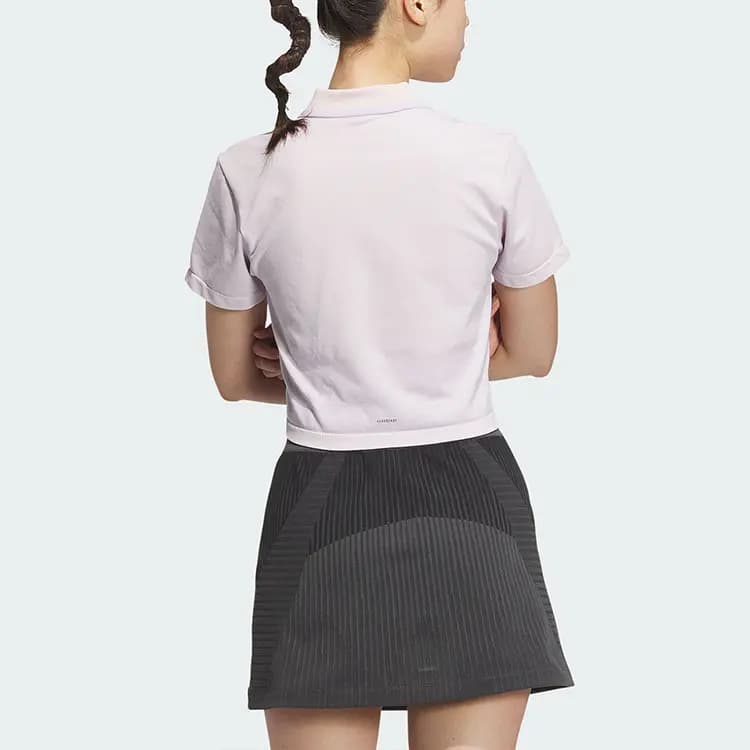 adidas SEAMLESS POLO SHIRT Solid Simple Quick-Dry Casual Short Sleeve Polo Shirt Women's Purple Pink 3