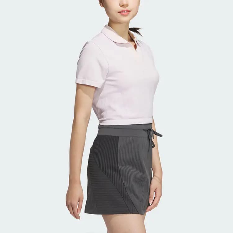 adidas SEAMLESS POLO SHIRT Solid Simple Quick-Dry Casual Short Sleeve Polo Shirt Women's Purple Pink 2