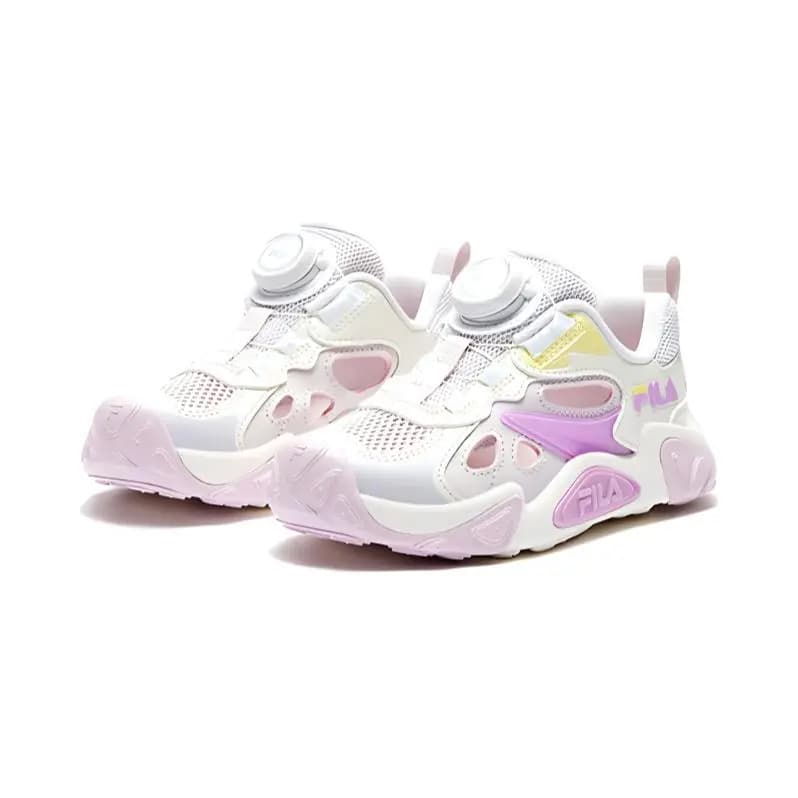 FILA KIDS Anti-Slip Wear-Resistant Low-Top Kids' Outdoor Shoes Lilac Gray Milk White Children Aged 3-7 Years Old 3