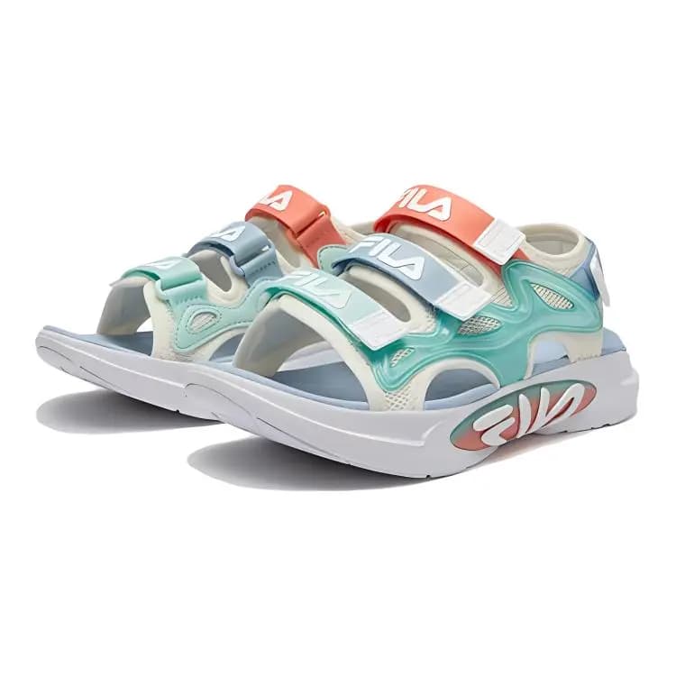 Kids FILA KIDS Fashion Versatile Slip-Resistant Wear-Resistant Kids' Sandals Cream White-Water Green 3