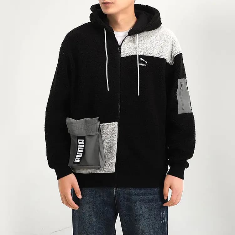 PUMA Kişi Məxmər Pencəyi Qara/Boz 3