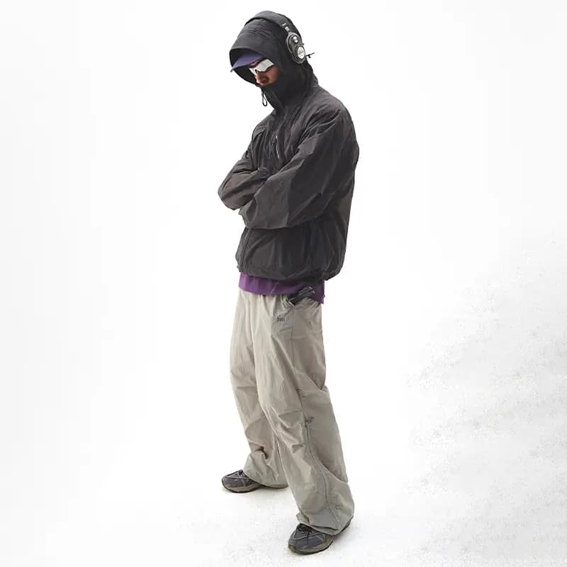 NOTHOMME Mountain Outdoor Hiking Moisture-Wicking Adjustable Parachute Pants Relaxed Fit Solid Color Casual Pants Unisex 3