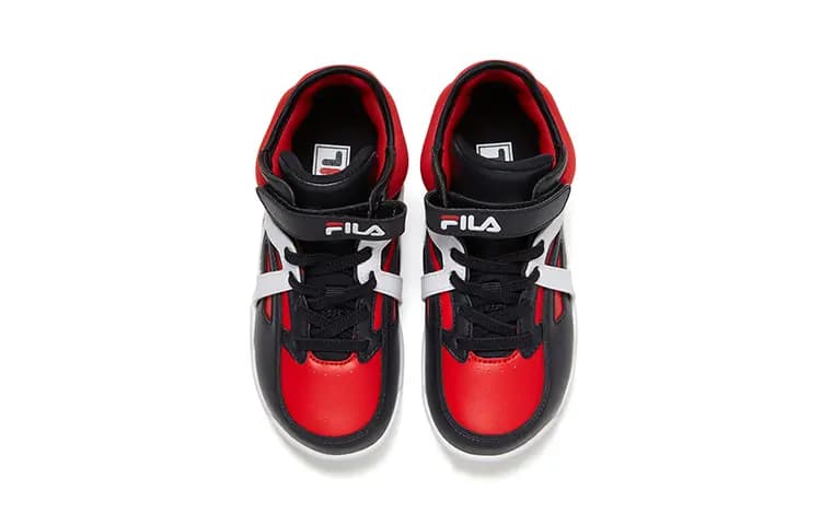 FILA KIDS Slip-Resistant Cushioning Wear-Resistant Mid-Top Basketball Shoes Black Red White Children Aged 3-7 Years Old 5