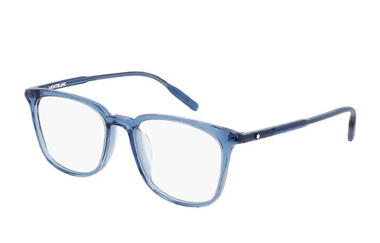MONTBLANC Plate Frame Round Functional Glasses Unisex Blue/Black/Gray 5