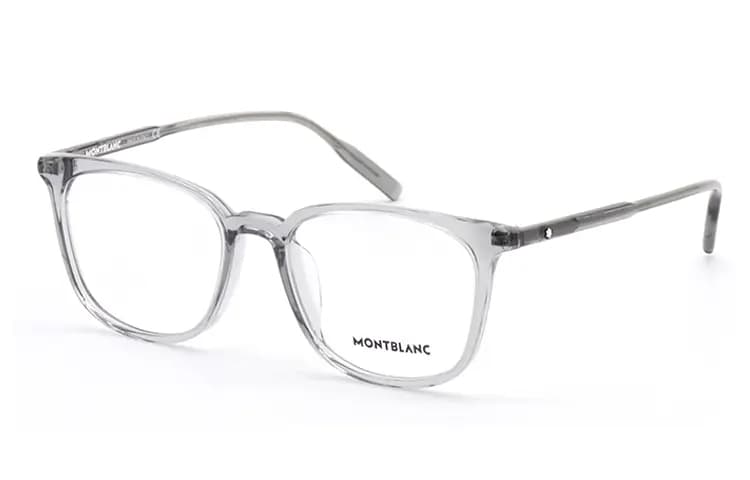 MONTBLANC Plate Frame Round Functional Glasses Unisex Blue/Black/Gray 10