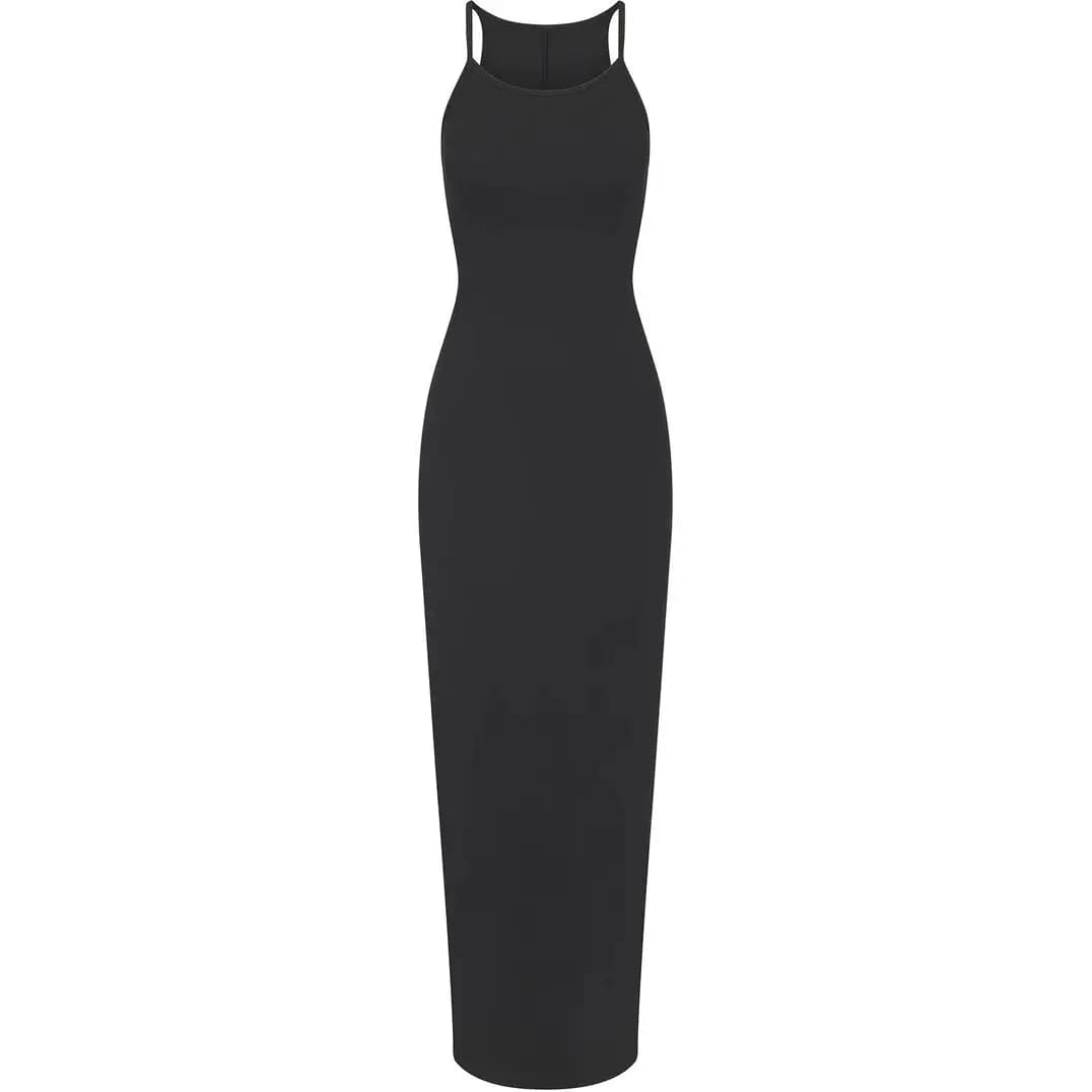 SKIMS SS24 COTTON RIB LONG CAMI Qadın Donu Boz