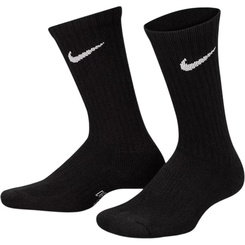 Nike Logo Print Comfortable Breathable Mid-Calf Socks 6-Pack Black White Children's 3