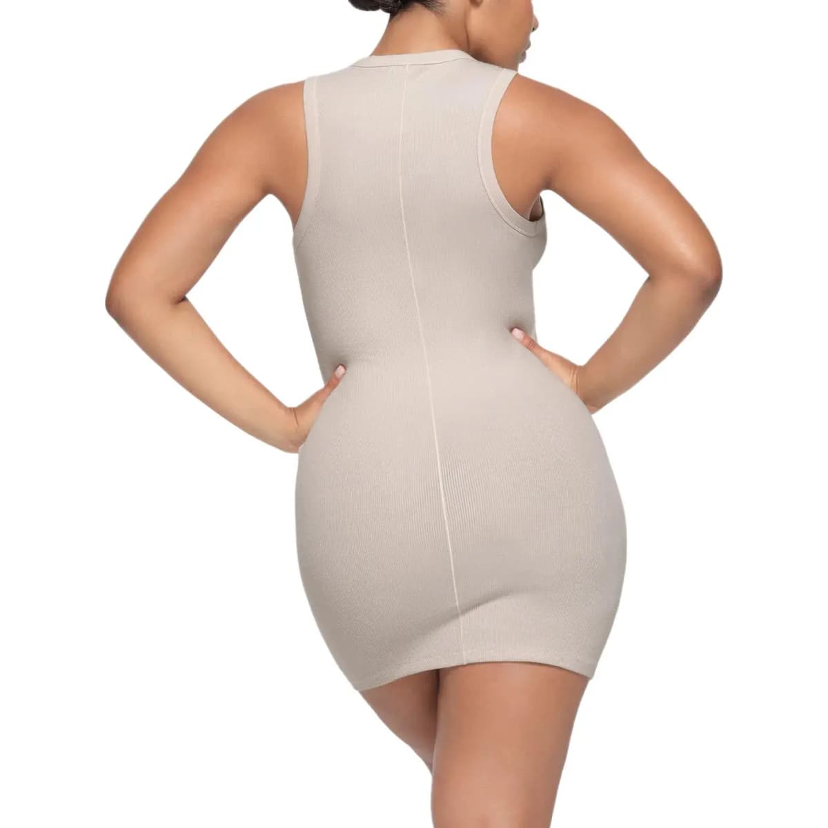 SKIMS SS24 COTTON RIB TANK Qadın Donu Stone 3