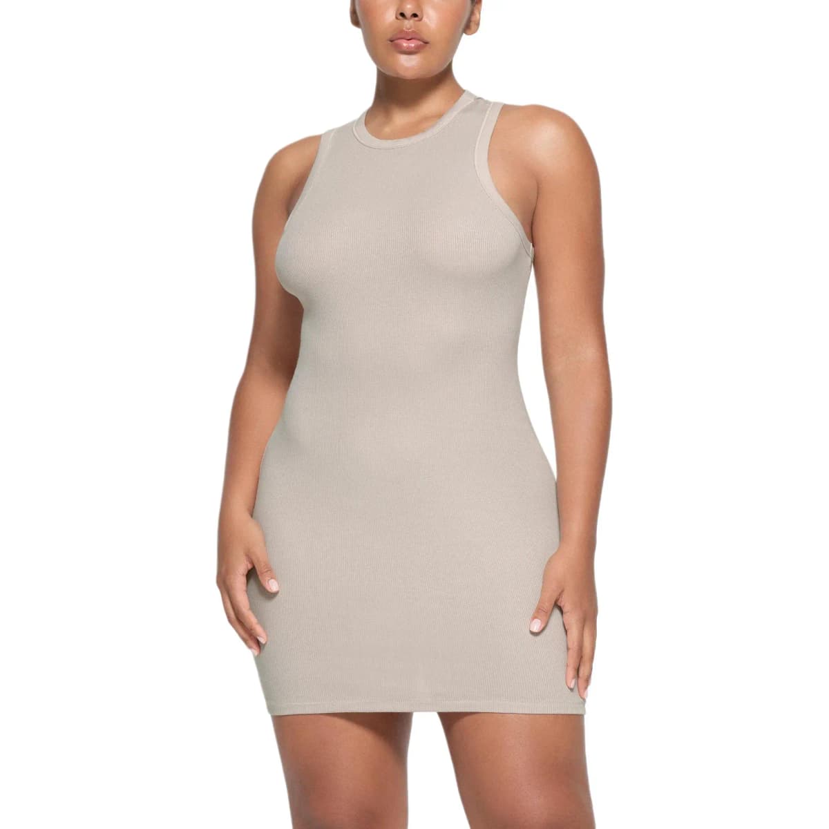 SKIMS SS24 COTTON RIB TANK Qadın Donu Stone 2