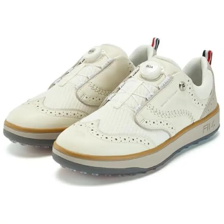 FILA GF Derby Soft Spikes Twist Knob Easy On/Off Low-Top Golf Shoes Men's Off-White 3