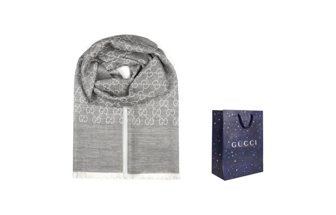 GUCCI Double G Reversible Şərf Unisex Boz 6