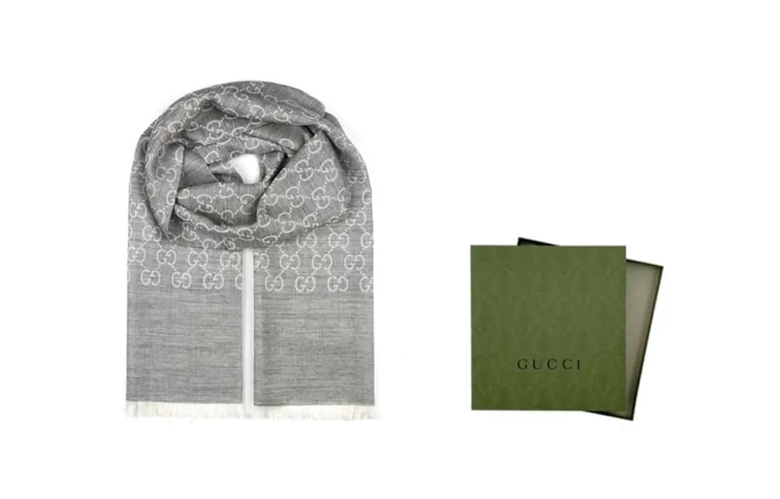 GUCCI Double G Reversible Şərf Unisex Boz 4
