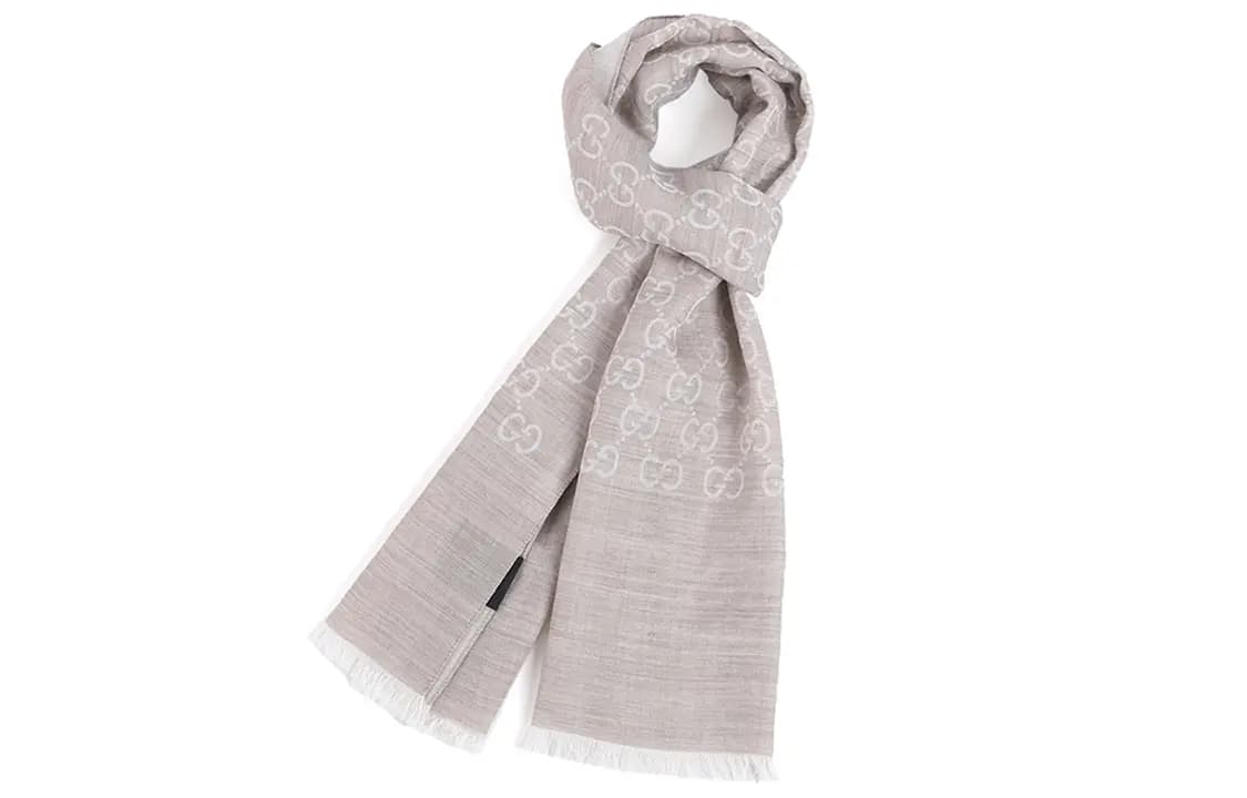 GUCCI GG Jacquard Wool Silk Şərf Bej 3