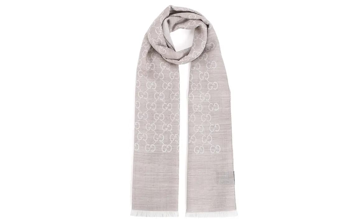 GUCCI GG Jacquard Wool Silk Şərf Bej