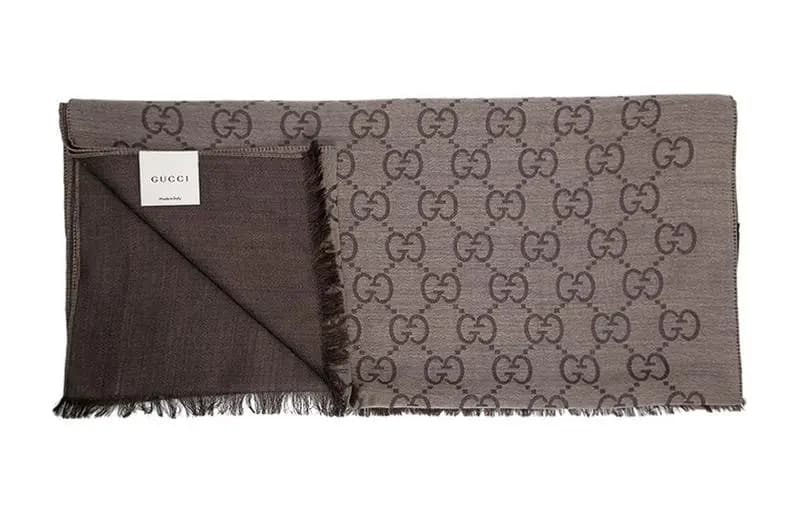 GUCCI Women's GG Logo Wool Silk Scarf 'Dark Brown' 3
