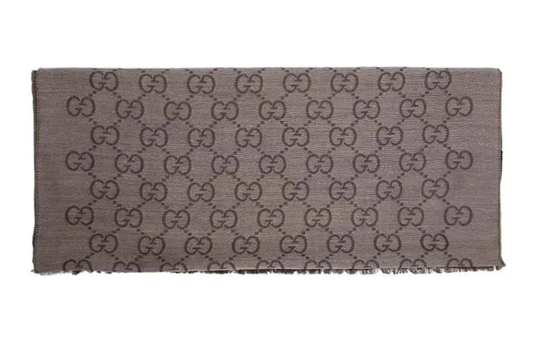 GUCCI Women's GG Logo Wool Silk Scarf 'Dark Brown' 2