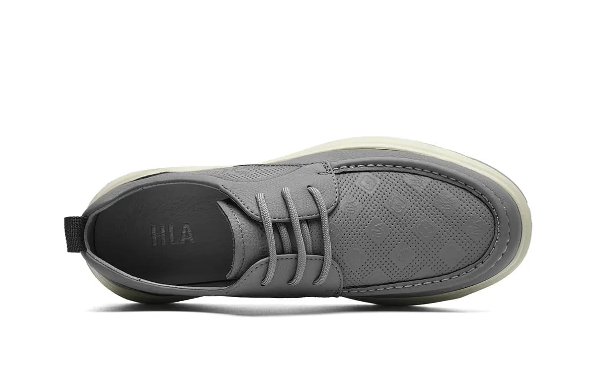 HLA Men's Shoes New Summer Genuine Leather Vintage Breathable Chunky Casual Leather Shoes Low-Top Work Shoes Men's 3