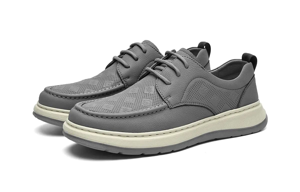 HLA Men's Shoes New Summer Genuine Leather Vintage Breathable Chunky Casual Leather Shoes Low-Top Work Shoes Men's 2