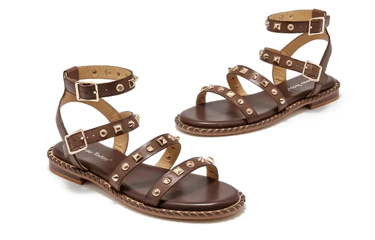 Beau Today Calfskin Commute Versatile Comfortable Skin-Friendly Breathable Wear-Resistant Non-Slip Flat Roman Sandals Women's 4
