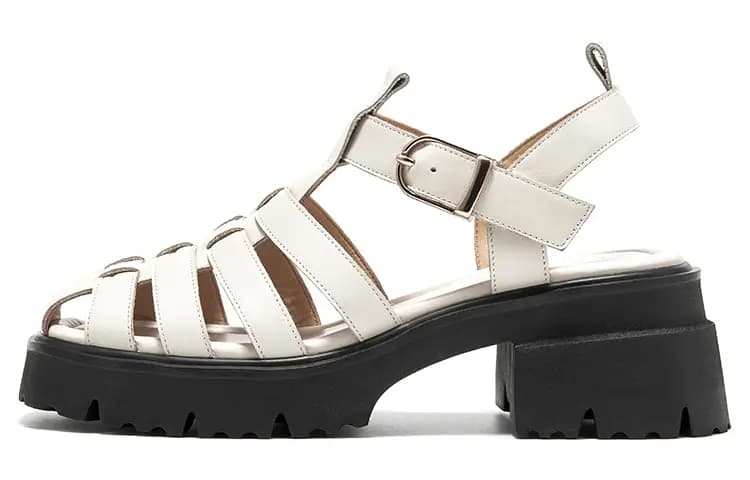 Beau Today Cowhide Leather Commuter Casual Versatile Anti-Slip Wear-Resistant Roman Sandals Women's
