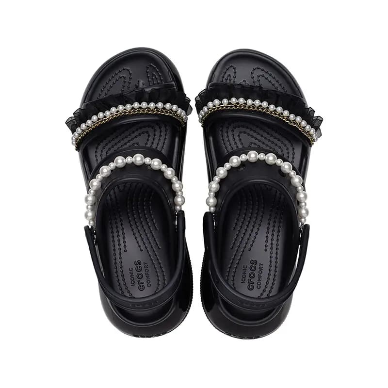 Crocs Mega Crush Pearl Ruffle Sandal Qadın Qara 3