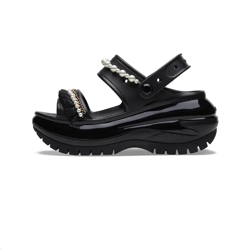 Crocs Mega Crush Pearl Ruffle Sandal Qadın Qara