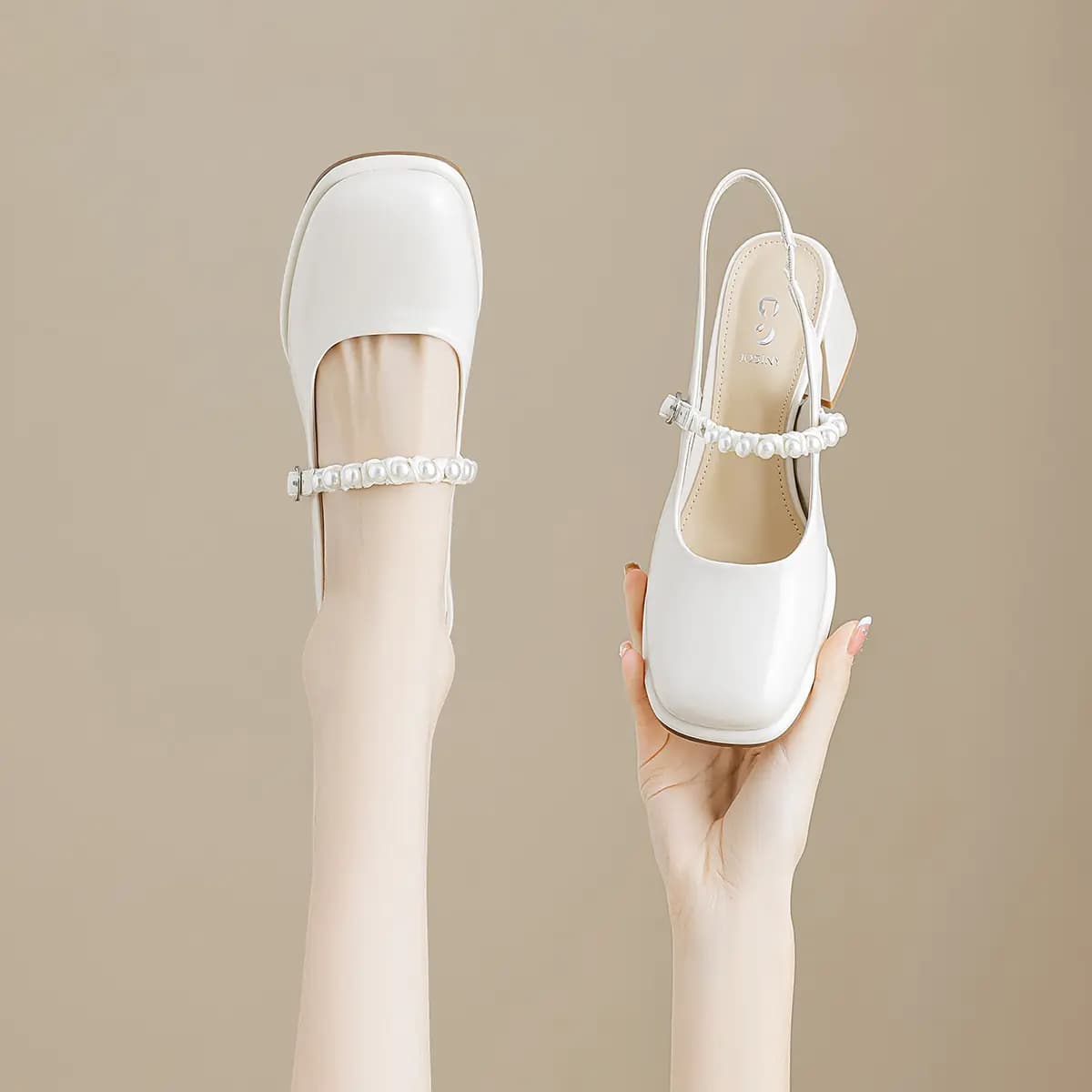 ZSOSI Chunky Heel Qadın Mary Jane Ayaqqabısı Krem Ağ 5