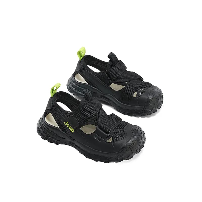 Kids Jeep Outdoor Travel Convenient Velcro Closed Toe Comfortable Anti-Kick Anti-Slip Wear-Resistant Kids Sandals Black 5
