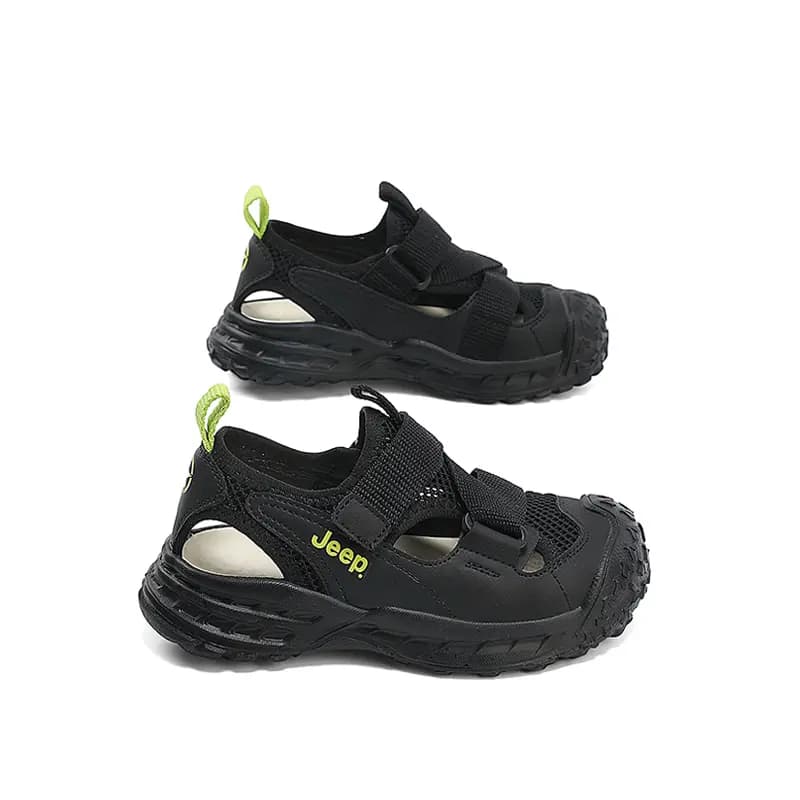 Kids Jeep Outdoor Travel Convenient Velcro Closed Toe Comfortable Anti-Kick Anti-Slip Wear-Resistant Kids Sandals Black 7