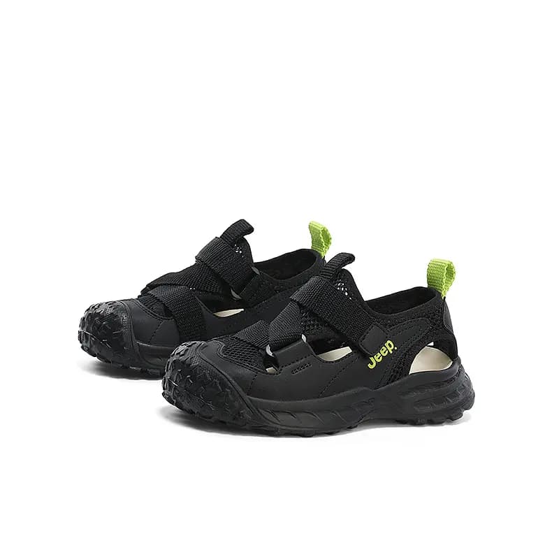 Kids Jeep Outdoor Travel Convenient Velcro Closed Toe Comfortable Anti-Kick Anti-Slip Wear-Resistant Kids Sandals Black 3