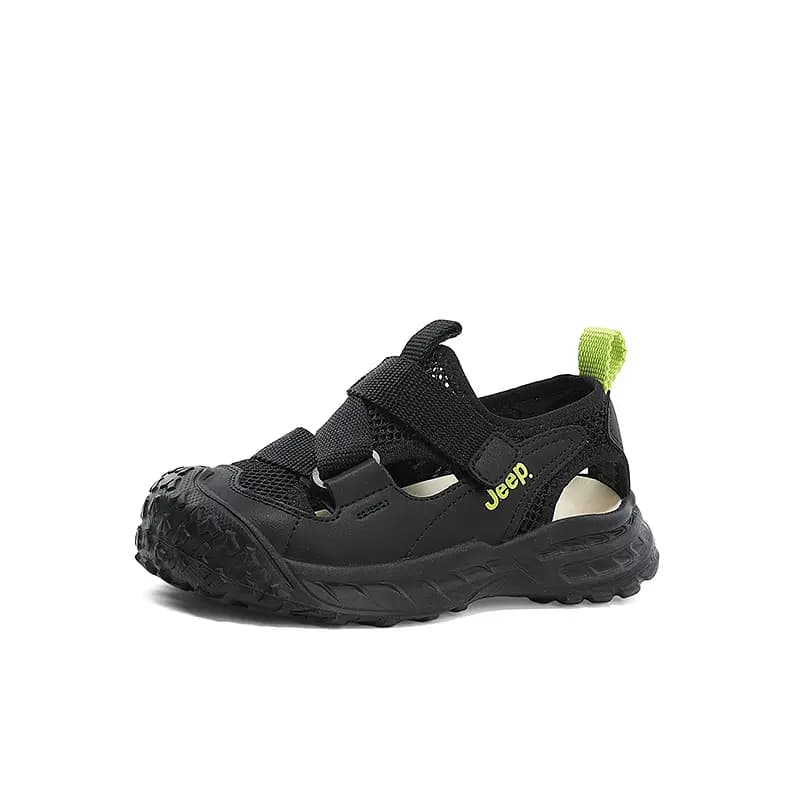 Kids Jeep Outdoor Travel Convenient Velcro Closed Toe Comfortable Anti-Kick Anti-Slip Wear-Resistant Kids Sandals Black 2