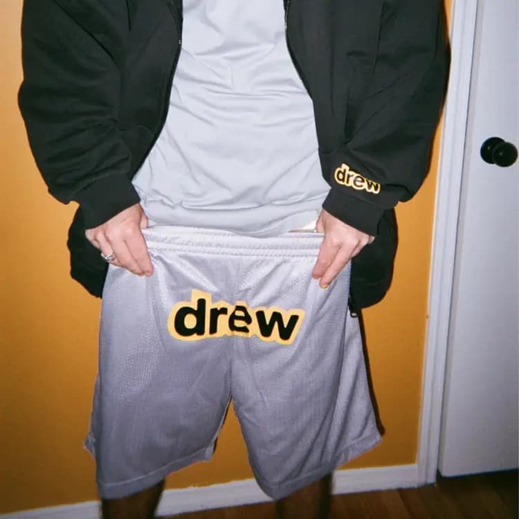 Drew House Letter Logo Casual Şort Unisex Boz 3