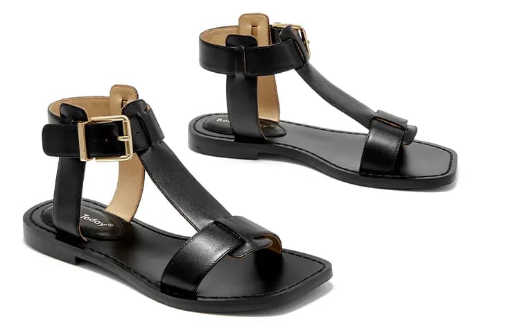 Beau Today Cow Leather Comfortable Casual Simple Versatile Wear-Resistant Roman Sandals Women's