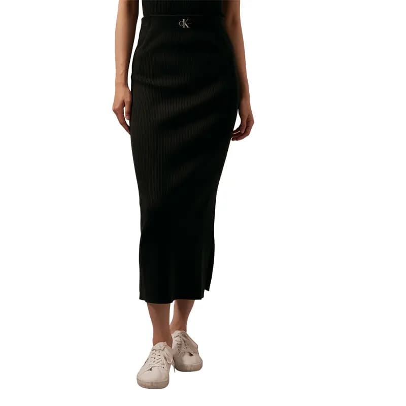 CALVIN KLEIN Qadın Örme Uzun Ətək Qara 3