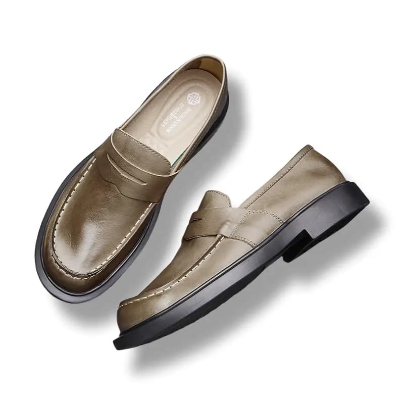 Brounvanm Genuine Leather Slip-On Soft Leather Casual Round Toe Loafers Men's 6