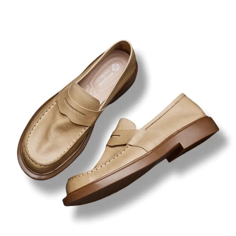 Brounvanm Genuine Leather Slip-On Soft Leather Casual Round Toe Loafers Men's 9