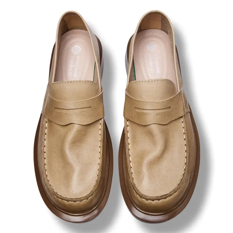 Brounvanm Genuine Leather Slip-On Soft Leather Casual Round Toe Loafers Men's 10