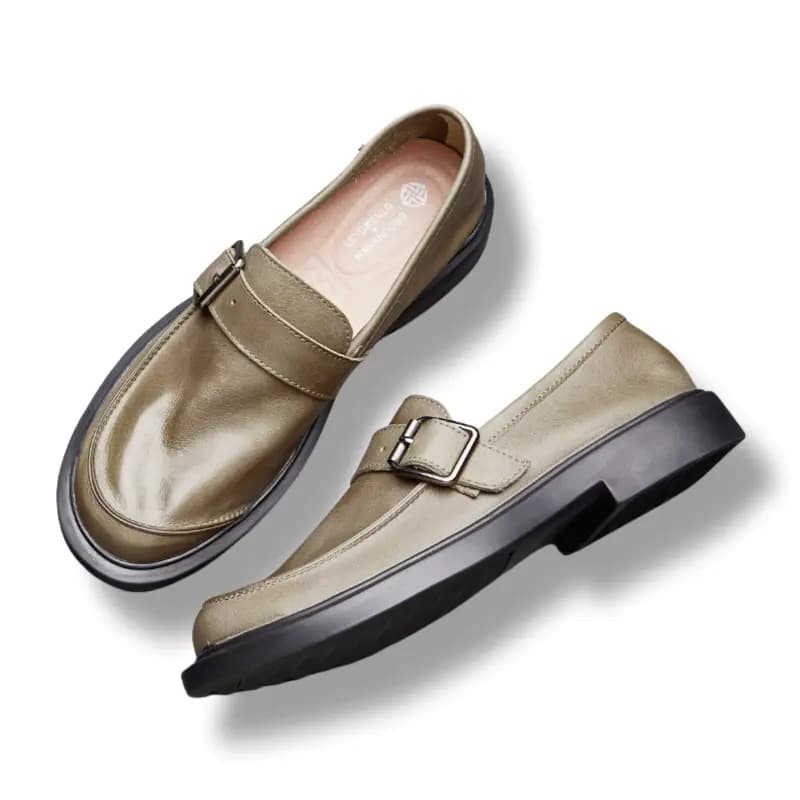 Brounvanm Genuine Leather Slip-On Soft Leather Casual Round Toe Loafers Men's 5