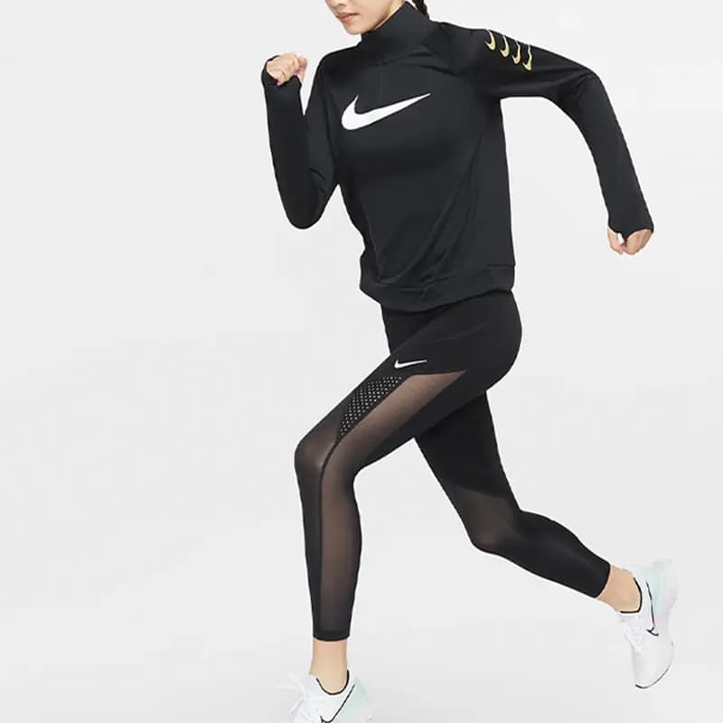 Nike Swoosh Run Qadın İdman Üstü Qara 3
