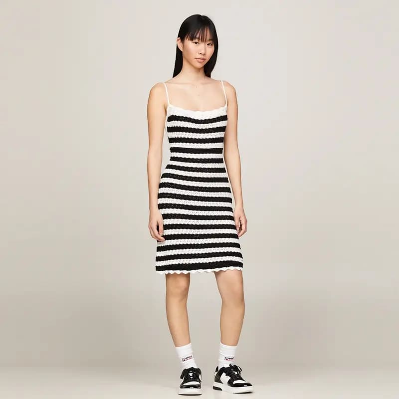 Tommy Hilfiger Slip Dresses Women's Black White Stripes 3
