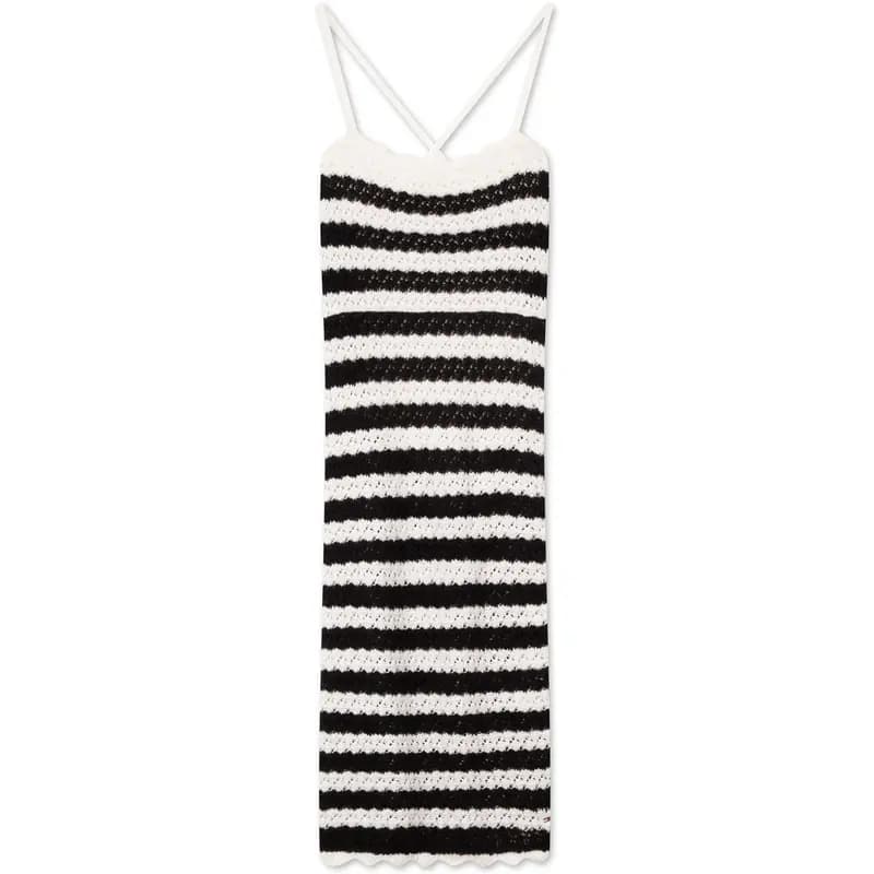 Tommy Hilfiger Slip Dresses Women's Black White Stripes