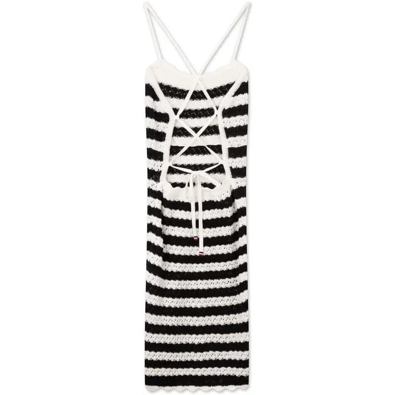 Tommy Hilfiger Slip Dresses Women's Black White Stripes 2