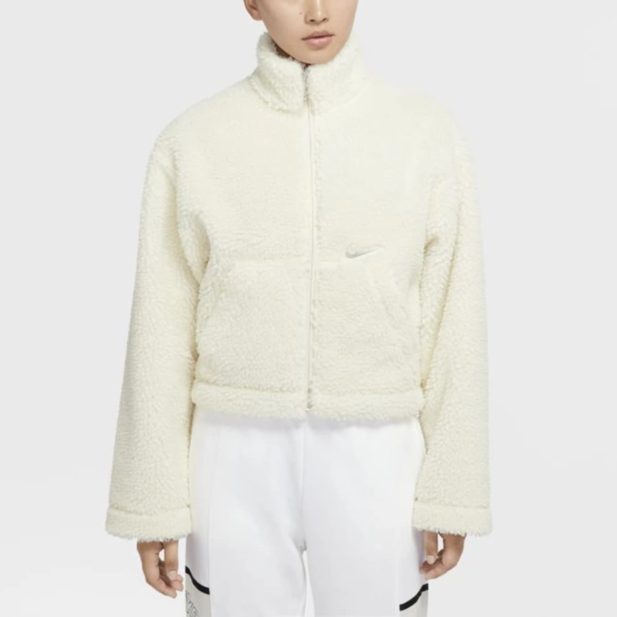 Nike Swsh Jkt Sherpa Qadın Pencəyi Ağ 3