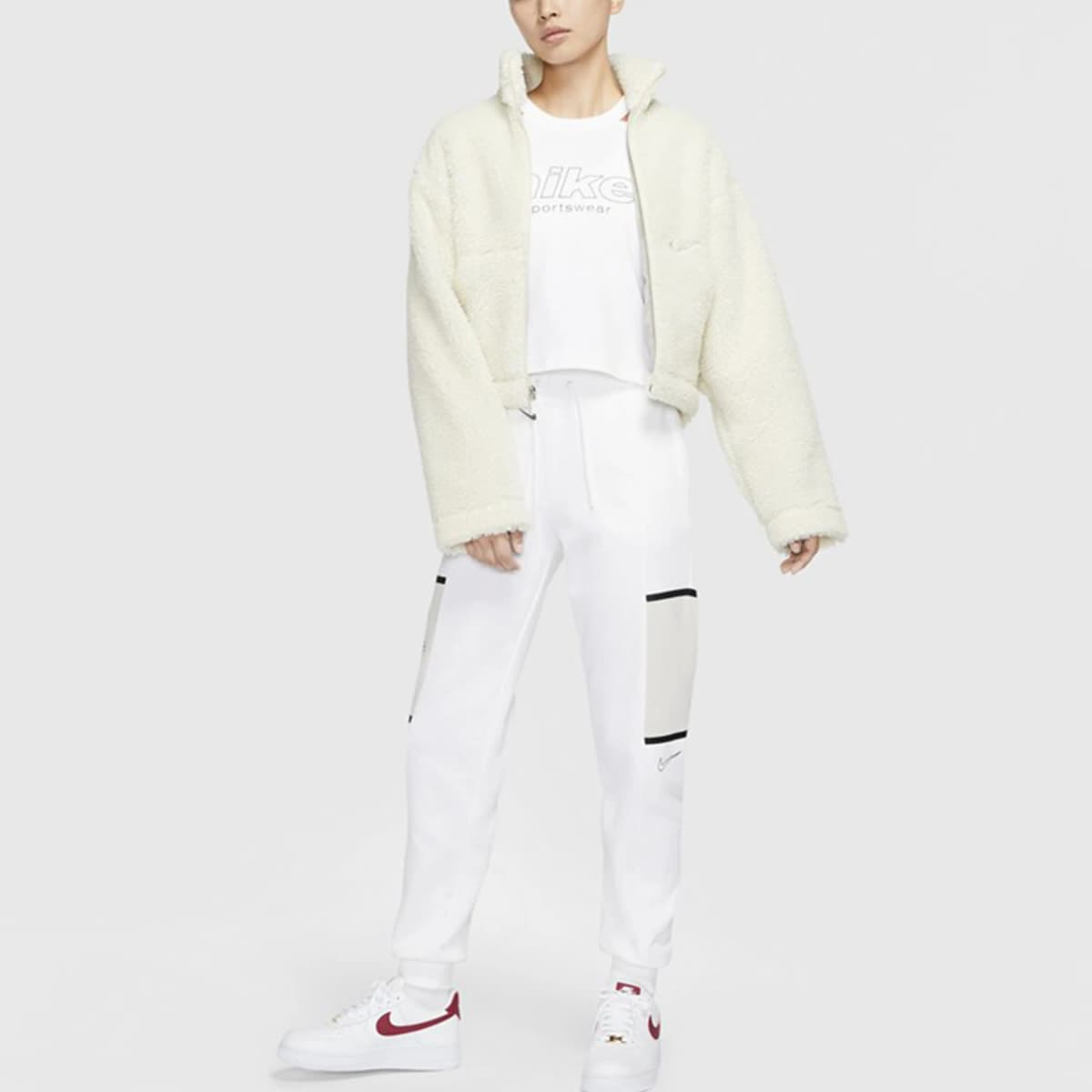 Nike Swsh Jkt Sherpa Qadın Pencəyi Ağ 5