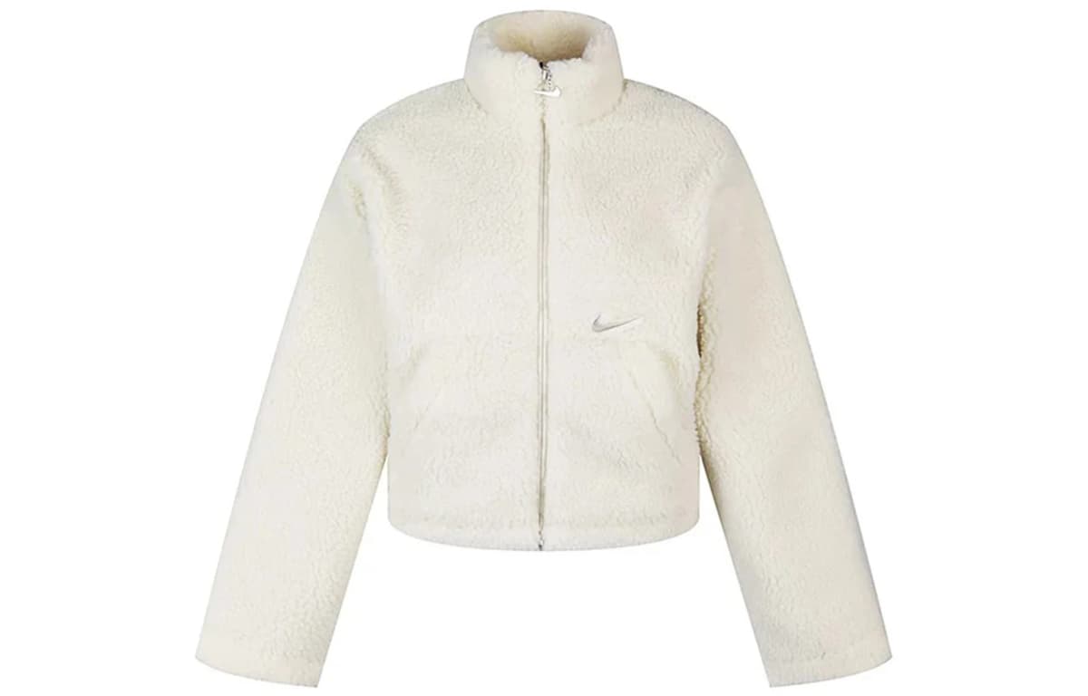 Nike Swsh Jkt Sherpa Fleece Warm Windproof Jacket Women's White