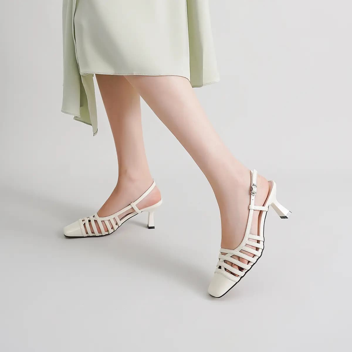 ELLE Calf Leather Fashion Versatile Roman Sandals 6.5cm Women's 18