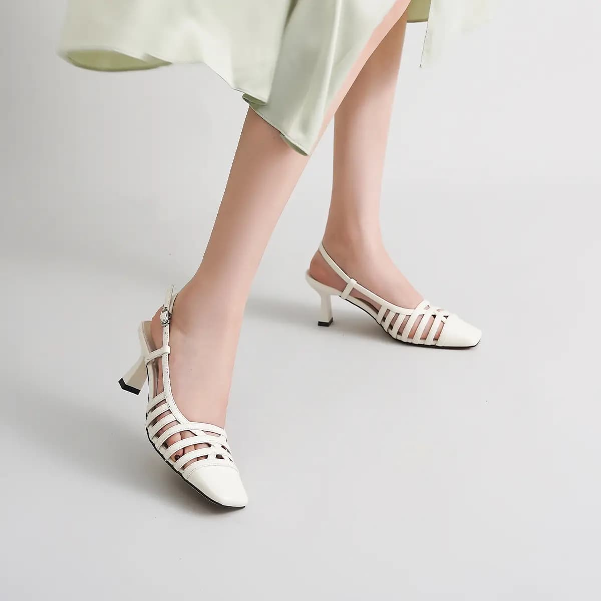 ELLE Calf Leather Fashion Versatile Roman Sandals 6.5cm Women's 16