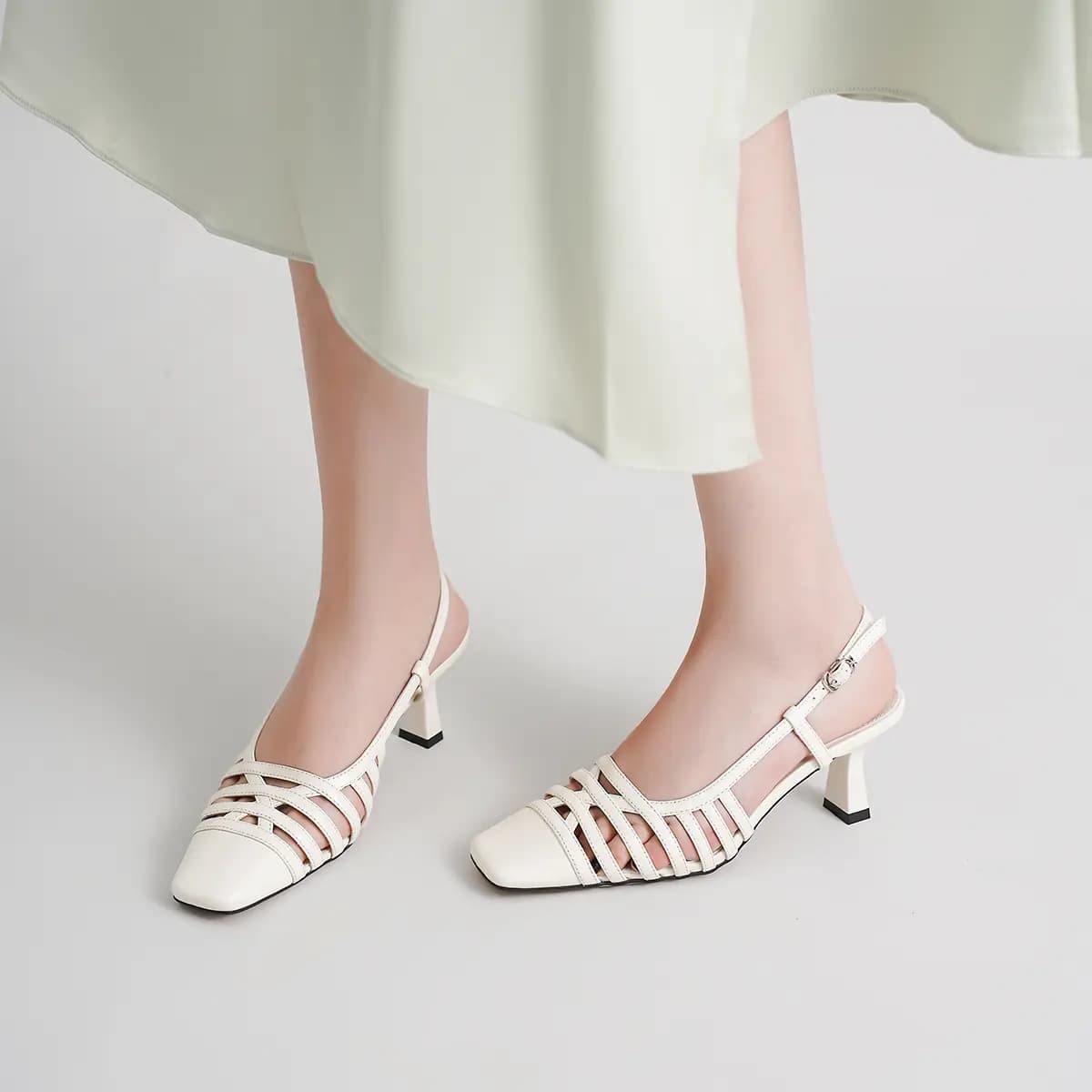 ELLE Calf Leather Fashion Versatile Roman Sandals 6.5cm Women's 17
