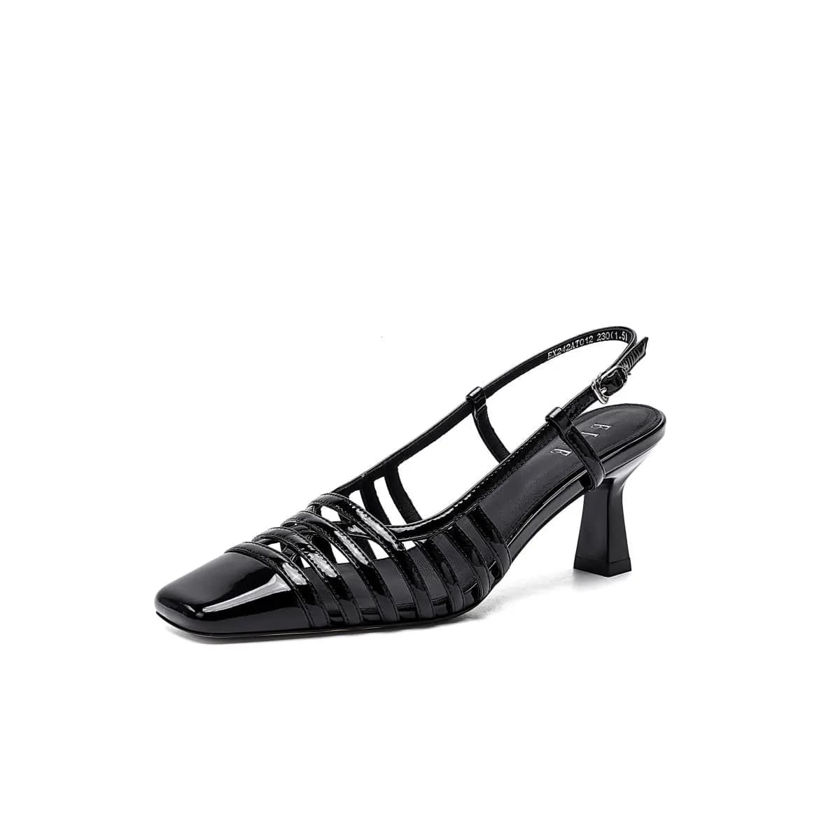 ELLE Calf Leather Fashion Versatile Roman Sandals 6.5cm Women's