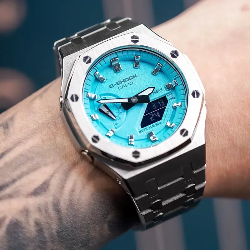 Custom Watch CASIO G-SHOCK Tiffany Blue Saat Unisex Mavi 7